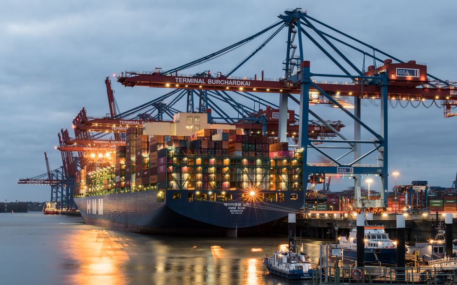 Container terminal at night